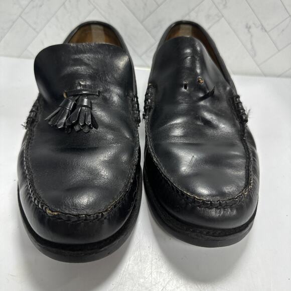 Vintage Biltrite Imperial Men's Size 10 W Black Leather Wingtip Tassel Loafers - Picture 2 of 12